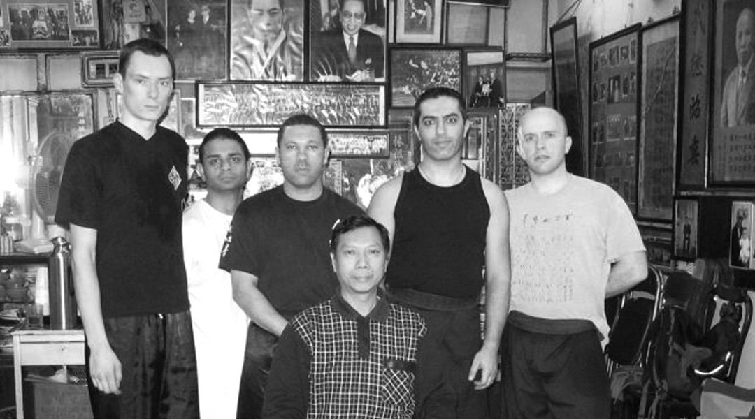 Leon Dogan with Lam Chun Sing sifu at the Lam Cho kung fu studio in Hong Kong