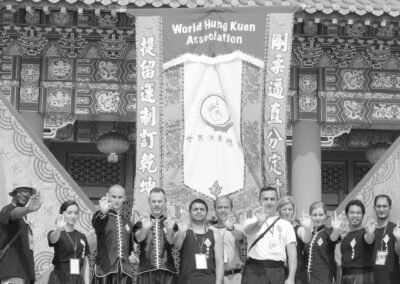 Leon Dogan with students in Foshan, China at the 2nd World Hung Kuen competition